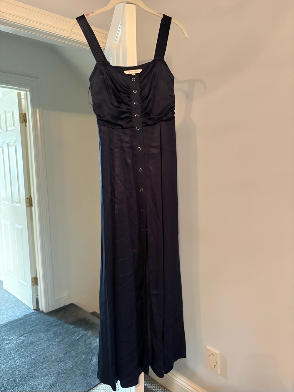 Favorite Daughter Navy Button-Front Maxi Dress with Wide Straps
